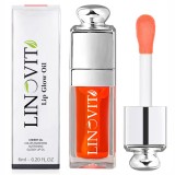 Ulei de buze Linovit Coral 004, 6ml, cu ulei de cirese dulci. Hidratant, luciu de buze, efect de volum, nuanta naturala