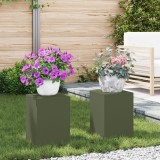 vidaXL Suporturi plante pilon exterior 2 buc. oliv 24x24x35 cm oțel