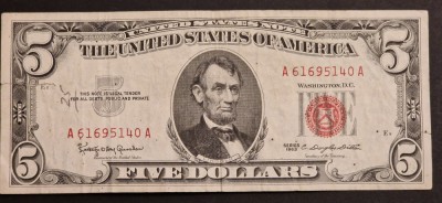 America 5 Dolari 1963 seria A61695140A foto