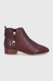 Aldo Cizme de piele femei, culoarea bordo, cu toc plat