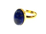 Inel argint reglabil placat cu aur cu lapis lazuli 14x10 MM