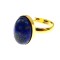 Inel argint reglabil placat cu aur cu lapis lazuli 14x10 MM