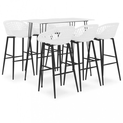 Set mobilier de bar, 7 piese, alb GartenMobel Dekor foto