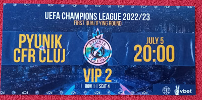 Invitatie (rara) meci fotbal PYUNIK-CFR CLUJ (calificari Champions League 2022) foto