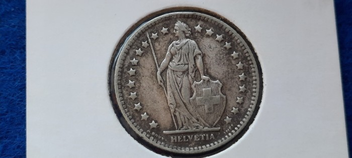 ELVETIA 1 FRANC 1938 XF argint patina