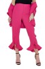 Pantaloni 3/4 Dama Talie Inalta cu Volanase CL778-55 Fucsia S/M Casual Elegant Fabricat in Romania