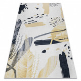 ANDRE 1097 covor lavabil Abstracțiune anti-alunecare - alb / galben, 80x150 cm