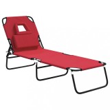 Cumpara ieftin Sezlong pliabil rosu tesatura Oxford&amp;otel vopsit electrostatic
