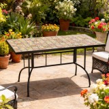 Masa de gradina dreptunghiulara cu blat mozaic si cadru metalic, 150x80x74 cm Household NewTrend