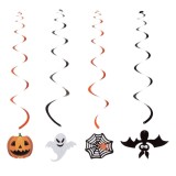 Decoratiuni suspendabile spiralate cu figurine de Halloween, 4 buc, 80 cm, CMCLASS