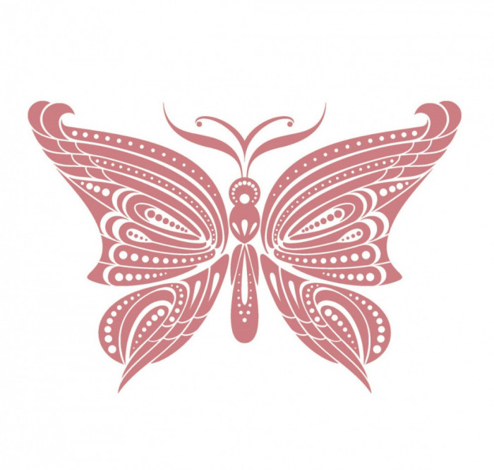 Sticker decorativ Fluture, Roz, 60 cm, 1151ST-2