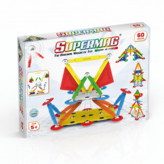 Set de constructie magnetic Supermag Projects Multicolor, 60 piese