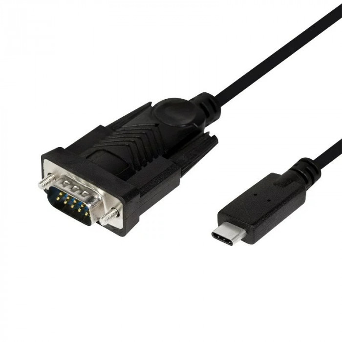 CABLU USB LOGILINK adaptor USB 2.0 Type-C (T) la Serial DB9M (9-pin)(RS232)(T) 1.2m negru AU0051
