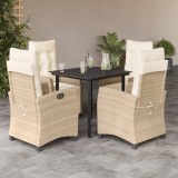 Cumpara ieftin Set mobilier de grădină cu perne, 5 piese, bej, poliratan