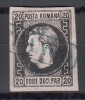 ROMANIA 1866 LP 20 c CAROL CU FAVORITI 20 PARALE HARTIE SUBTIRE STAMPILAT