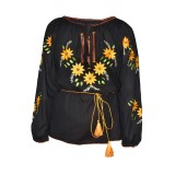 Cumpara ieftin Bluza Neagra cu Motiv Floral Galben - BMG170