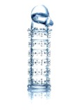 Stimulator Penis Sleeve cu tepi si cap anatomic, Transparent, TPR, 12 cm, 3 cm diametru, Body Safe, Brand B-Series EasyLove