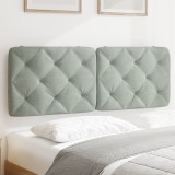 Perna Tablie Pat vidaXL, 140 cm, Catifea Gri Deschis, Fixare Velcro, Spuma Confortabila, Design Diamant