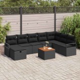 Cumpara ieftin Set de canapele pentru grădină cu pernă 9 pcs Negru Rattan poli