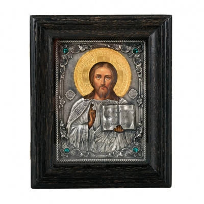 Icoane argintate, Icoana Mantuitorul Iisus Hristos, dim 16cm x 20cm, cod A-17 foto