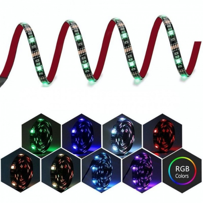 KIT BANDA LED RGB PENTRU TV CONECTARE USB, LUNGIME 3M PLUG&amp;PLAY