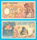 Algeria 5000 Francs 2024 UNC Berber Tuareg Bancnota Fantezie Franck Medina, Cuplu Berber, Desert Wadi, Barbat Tuareg, Vulpe Fennec