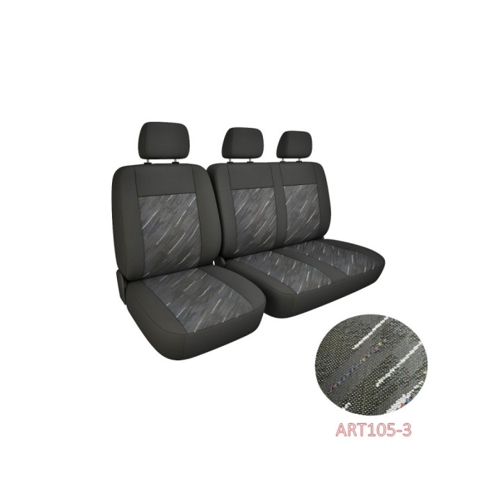 Huse Auto Textil 2+1 Premium Scaun Sofer si Bancheta Stanga, Negru cu dungi multicolore cod 105