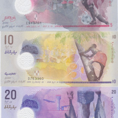 Bancnota Maldive 5, 10 si 20 Rufiyaa 2017-20 - UNC ( set x3 din polimer )
