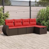 Gossi set canapele de gradina cu perne, 5 piese, maro, poliratan