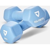 Cumpara ieftin Set 2 gantere VIA FORTIS, 2x3 Kg, premium, albastru, resigilat