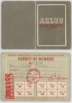 Romania, ARLUS, Carnet de membru, Craiova, 1952 foto