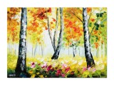 Cumpara ieftin Tablou pictat manual, Peisaj din padure, armonia naturii, 70x50cm ulei pe panza, superb