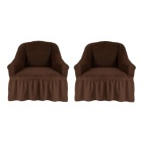 Set 2 Huse Fotoliu Elastice cu Volane, Maro - HEP73