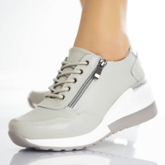Pantofi dama casual Gri din Piele Naturala Bilon, 38