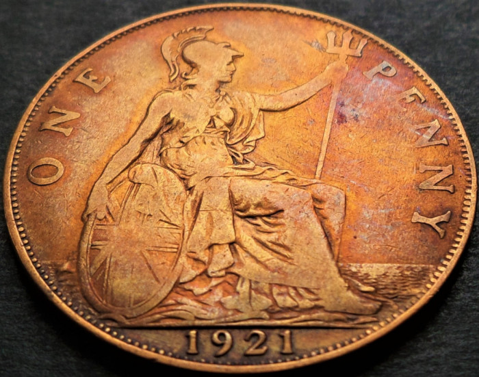 Moneda istorica 1 (ONE) PENNY- MAREA BRITANIE, anul 1921 * cod 4707
