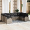 VidaXL Set de canapele pentru grădină cu pernă 9 pcs Gri Rattan poli 3354868