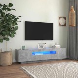 vidaXL Comodă TV cu lumini LED, gri beton, 160x35x40 cm 804431
