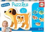 Puzzle 5 in 1 4 2 3 2 3 piese Baby Pets, Educa