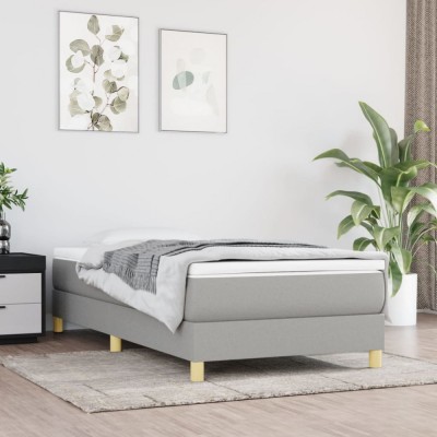 vidaXL Cadru de pat fără saltea, gri deschis, 90x200 cm, textil foto