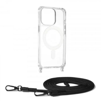 Husa transparenta Apple iPhone 13 Pro cu snur Negru Techsuit MagSafe Crossbody foto