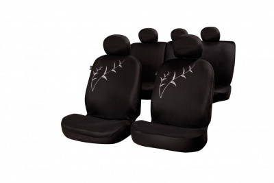 Set huse scaune auto Tallo fata si spate, culoare negru, 15 piese., compatibile cu modelele cu Airbag in scaune foto