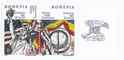 Romania, LP 1581a/2002, Uniti vom invinge (United we stand), cu vinieta, MNH foto