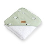 Prosop baie cu gluga bebelusi 0-5 ani , bumbac certificat OEKO-TEX , 100x100 cm, Funny Farm