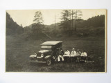 Rara! Brasov:Masina de epoca la picnic,carte poștala foto din anii 30