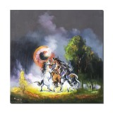 Cumpara ieftin Tablou cai pictat manual, Libertate, pictura 80x80cm ulei pe panza, Geo Ungureanu