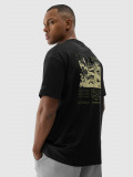 Tricou oversize cu imprimeu pentru bărbați - negru, 4F Sportswear
