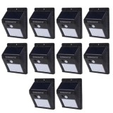 Set 10 lampi solare, FOXMAG24, 30 de LED, senzor de miscare, 0.55W, negru