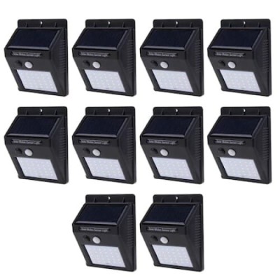 Set 10 lampi solare, FOXMAG24, 30 de LED, senzor de miscare, 0.55W, negru foto