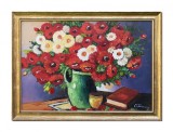 Cumpara ieftin Tablou pictat manual inramat, Ale mele flori frumoase, 55x40cm pictura ulei panza