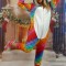 PJS207-319 Set pijama kigurumi unicorn multicolor si papuci de casa pufosi